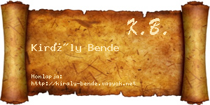 Király Bende névjegykártya